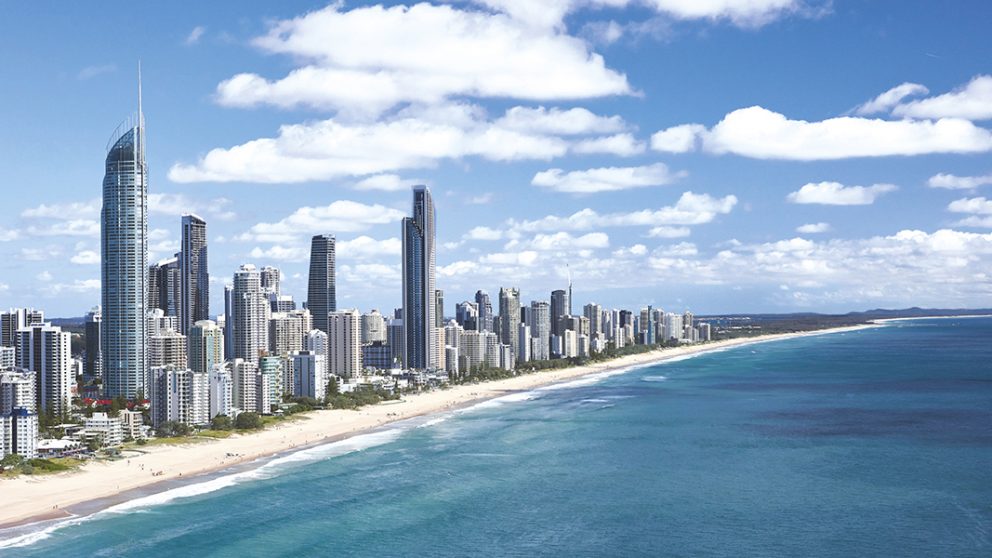 Queensland. Pas de surf sur les plages de la Gold Coast protégée par la Grande Barrière de corail.