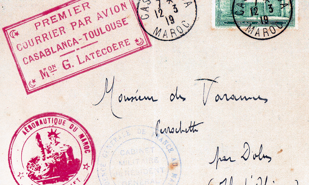 En 1919. Premier courrier par avion Casablanca-Toulouse.