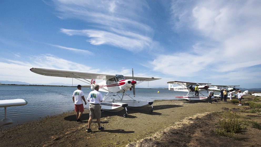 Raid Latécoère. Revue des hydravions sur la plage de Barcarès, en Languedoc-Roussillon.