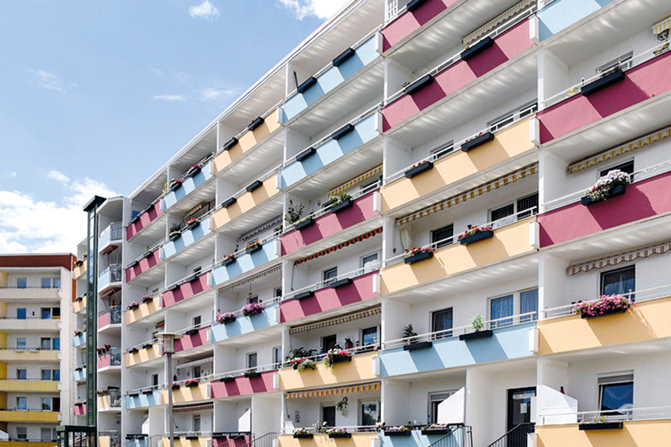 Des immeubles préfabriqués à Tangermünde, en Allemagne.