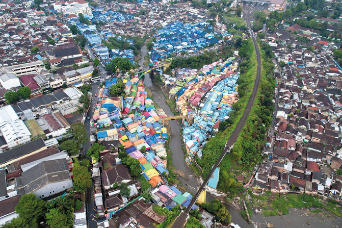 Le bidonville de Malang.