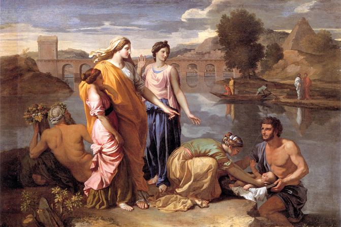 Moïse sauvé des eaux, peint en 1638 par Nicolas Poussin.