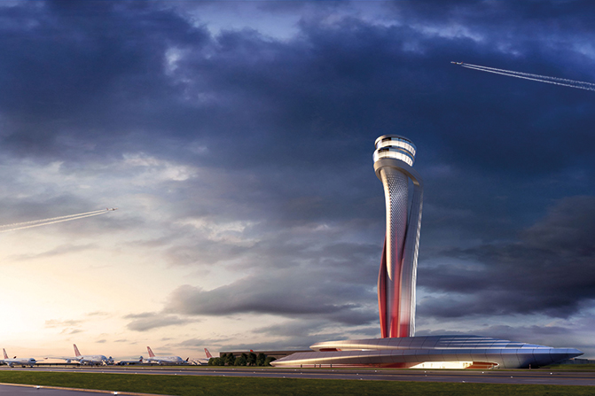 La future tour de contrôle de l’Istanbul New Airport.