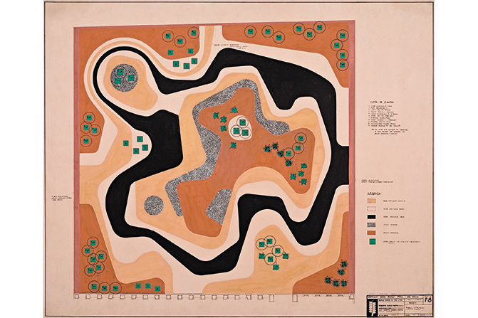 Le plan de 1986 pour le jardin de la banque Safra à Sao Paolo.