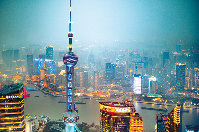 Vue aérienne de la ville de Shangai.